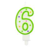 Świeczka cyferka "6" kropki 7,5 cm, 1 szt