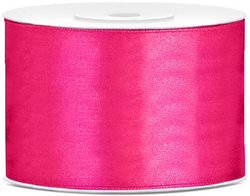 Tasiemka satynowa, ciemny różowy, 50mm/25m