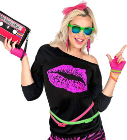 Rękawiczki z Siatki Różowe Neonowe DISCO Lata 80