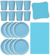 Zestaw Talerzyki Kubeczki Obrus Niebieskie Kropki
