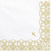 Serwetki KOMUNIJNE Białe ZŁOTE 33x33cm 20szt.