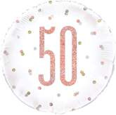 Balon foliowy 50 Urodziny Różowe Złoto, 45cm