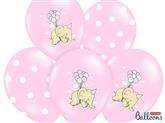 Balony 30cm, Słonik, Pastel Pink Mix, 5szt.