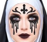 Naklejki Brokatowe na Twarz ZAKONNICA Halloween