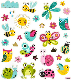 Naklejki Ozdobne Kolorowa ŁĄKA Zwierzęta DIY 32szt