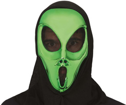 MASKA z Kapturem Zielony KOSMITA Obcy Ufo Alien
