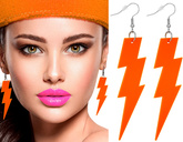 Kolczyki NEONOWE BŁYSKAWICE Pioruny POMARAŃCZOWE