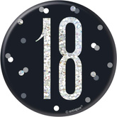 Przypinka Broszka Metalowa 18 Urodziny Czarna