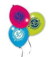 Balony na 30 Urodziny, mix, 32 cm, 15 szt.