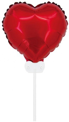 Balon Foliowy Czerwone SERCE z Patyczkiem 22cm