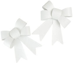 Zestaw kokard brokatowych białych 2 szt.