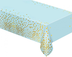 Obrus Foliowy Błękitny w Złote Kropki 137x183cm