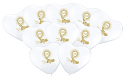 Balony Serca z nadrukiem komunijnym, 10szt.