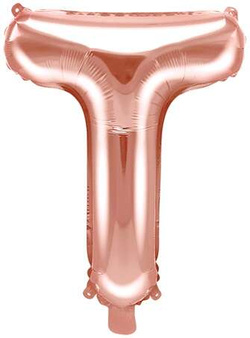Balon foliowy Litera "T", 35cm, różowe złoto 1szt.