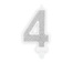 Świeczka cyferka 4 srebrna, 1 szt.