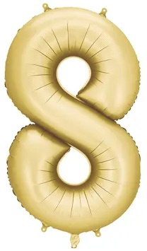 Balon foliowy Cyfra "8" Satyna ZŁOTY, 86cm, 1szt