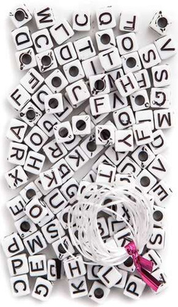 Koraliki LITERKI Litery Alfabet Białe 130szt.