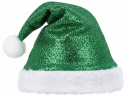 Czapka Świętego MIKOŁAJA Elfa Zielona Błyszcząca
