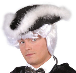 Kapelusz Czapka Admirała Trikorn Czarny z Piórami