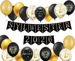 Zestaw Sylwestrowy, 04-1, Balony Baner Sylwester