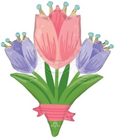 Balon Foliowy BUKIET TULIPANÓW Kwiaty 78x96cm