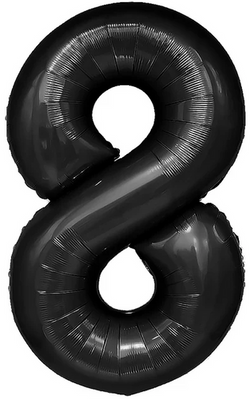 Balon foliowy cyfra 8 OSIEM czarny 100 cm