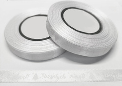 Wstążka Satynowa ŚNIEŻYNKI Biała 12mm 