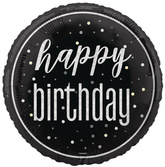 Balon Foliowy Czarny Happy Birthday Urodziny 45cm
