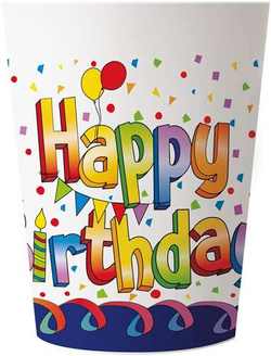 Kubeczki Wielorazowe URODZINY Party 230ml 2szt.