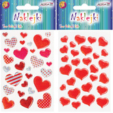 Naklejki Serca Wypukłe Walentynki 8x12cm 2 arkusze