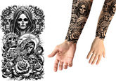 Tatuaż Zmywalny Rękaw CATRINA Śmierć Halloween