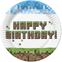 Zestaw Talerzyki Kubeczki PIXELE Gra Piksele Happy