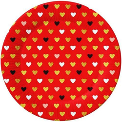 Talerzyki Papierowe Czerwone w Serca 18cm 6szt.