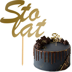 Topper na Tort STO LAT Urodziny ZŁOTY