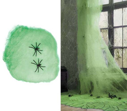 Sztuczna Pajęczyna ZIELONA 4 Pająki Halloween 60g
