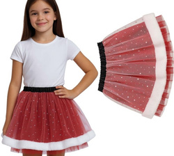 Spódniczka Tutu Czerwona z Brokatem Mikołajka