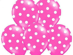 Balony 14'' różowe w białe kropki, 5 szt.