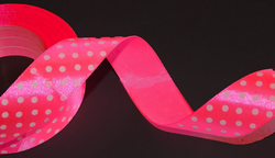 Wstążka satynowa w kropki różowa 22m, 38mm