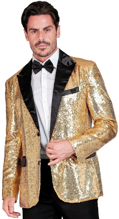 Złota MARYNARKA z Kołnierzem Błyszcząca, XL