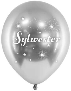 Balony Sylwester Srebrne 14 cali, 5 szt.