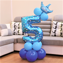 Zestaw balonów niebieskich cyfra 5, 1 kpl