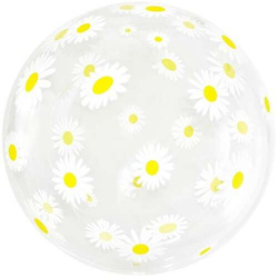 Balon Kula Przezroczysty Kryształowy Kwiatki 51cm