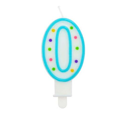 Świeczka cyferka "0" kropki 7,5 cm, 1 szt.