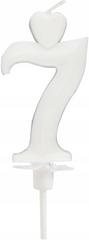 Świeczka Serduszko, Cyfra 7, Biała 6,5cm