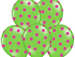 Balony z nadrukiem Apple Green "Kropki róż",5 szt.