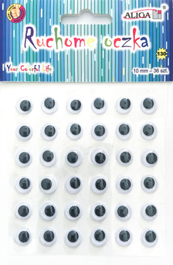 Dekoracyjne Ruchome OCZKA Samoprzylepne 10mm 36szt