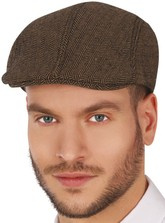 Czapka Beret Angielski Kaszkiet z Daszkiem Brązowy