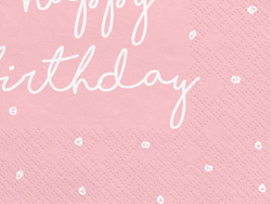 Serwetki HAPPY BIRTHDAY Róż URODZINY 33x33cm 20szt