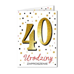 Zaproszenie brokatowe 40 lat, 1 szt.