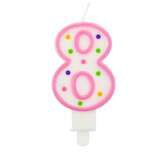 Świeczka cyferka "8" kropki 7,5 cm, 1 szt.